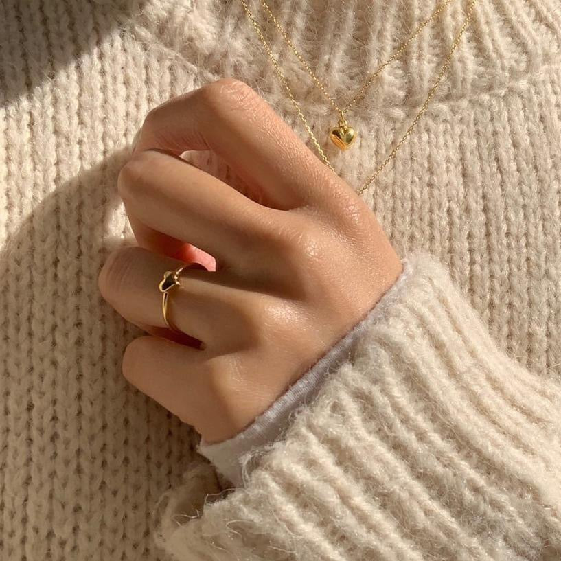 Bague en Argent en Forme de Cœur