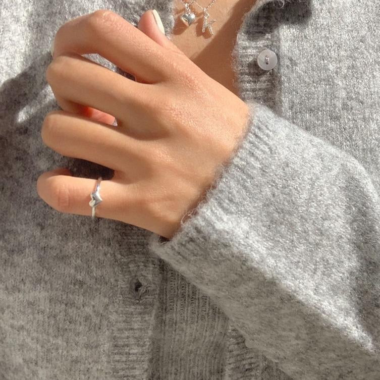 Bague en Argent en Forme de Cœur