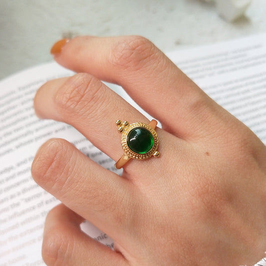 Bague avec pierre naturelle plaquée OR