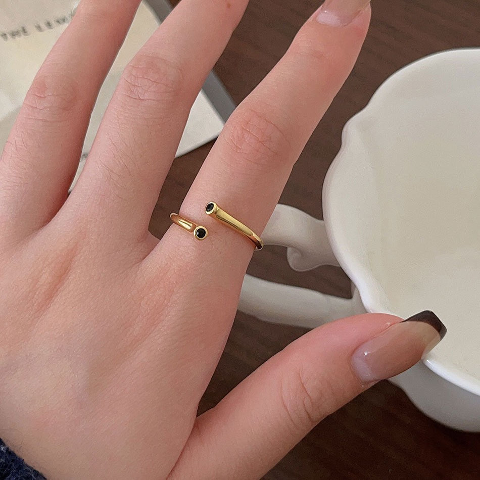 Bague en S925 avec Pierre de Zircon Noir