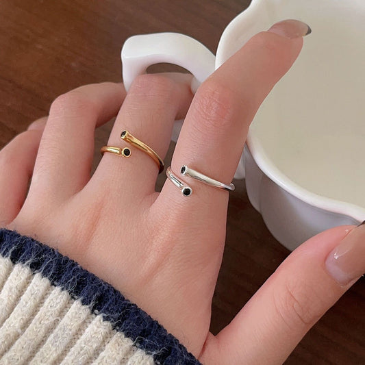 Bague en S925 avec Pierre de Zircon Noir