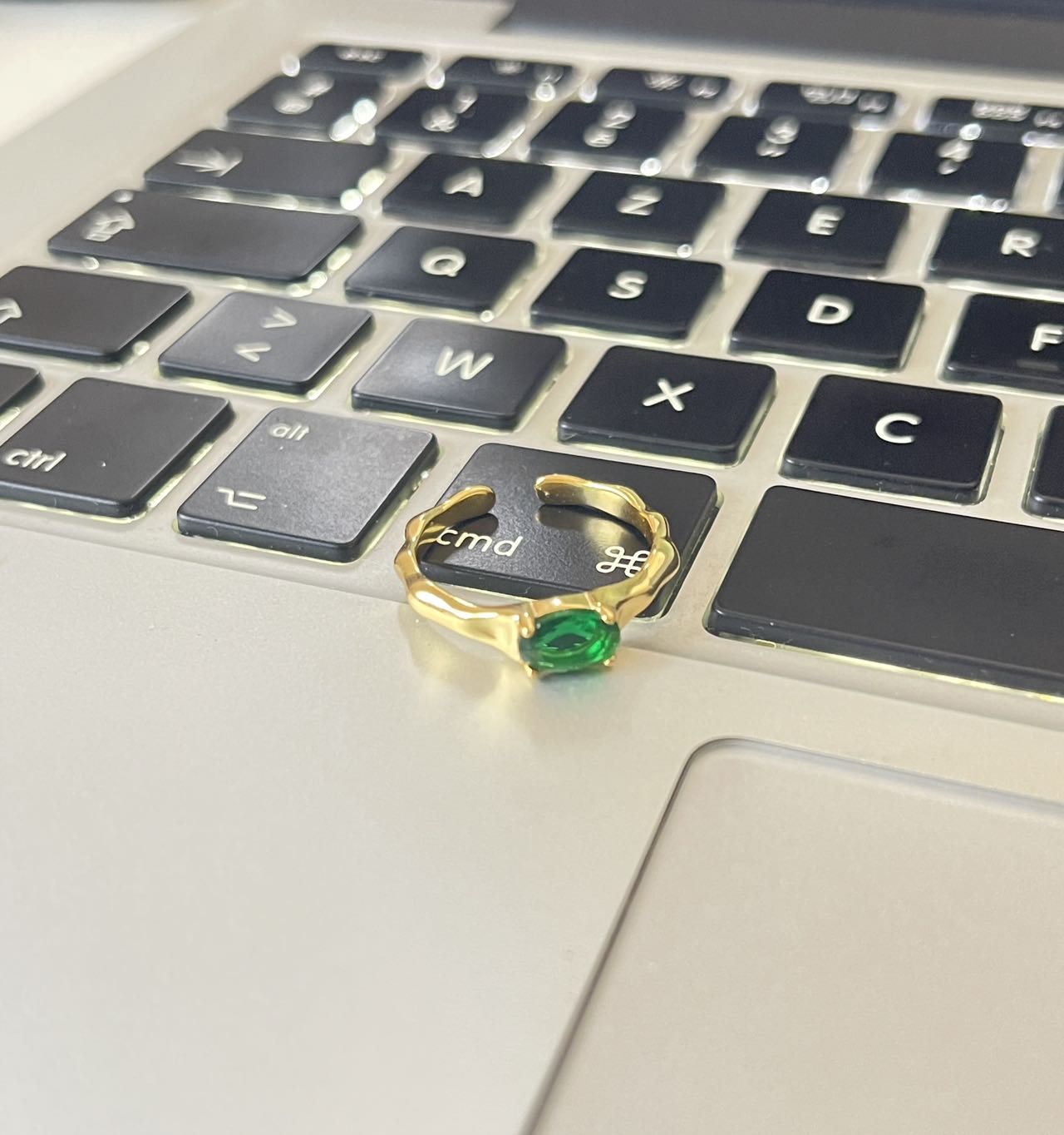 Bague en Argent Pur avec Pierre Naturelle Verte